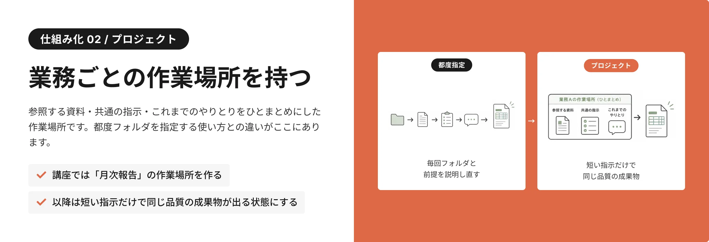 業務ごとの作業場所を持つ
