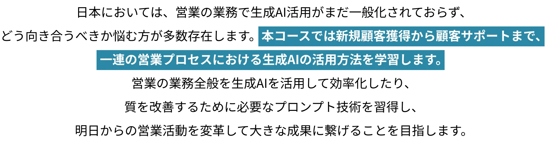 営業力をワンランクアップさせる生成AI技術を学ぶ