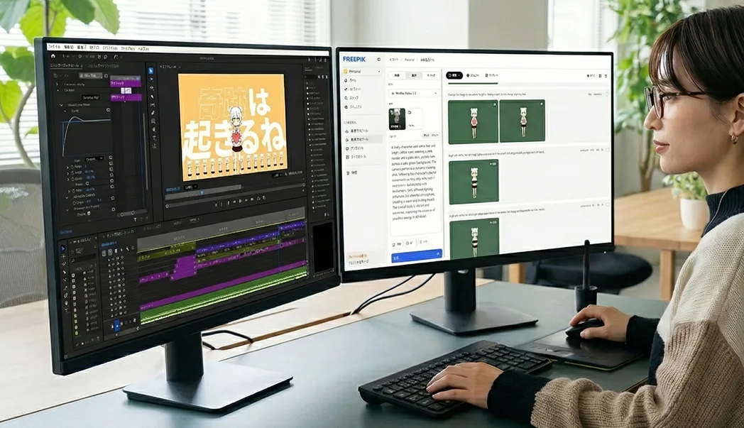 生成AIを用いた動画制作の作業風景